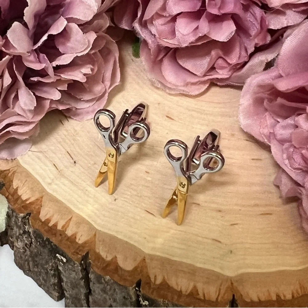 Gold and Silver Scissor Cufflinks - Picture 10 of 15